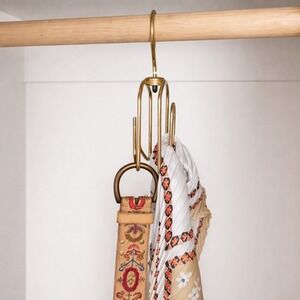 Vintage Swivel Brass Multi Use Scarf Belt Hanger Closet Organizer Space Saver